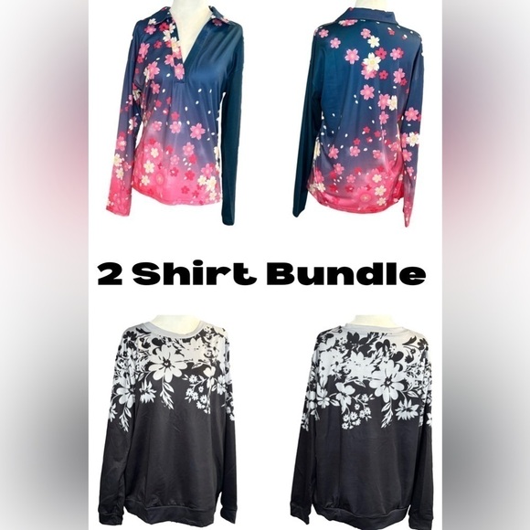 unknwon Tops - Floral Pullover 2 Sweater Bundle - Size Small (Oversized) NWOT